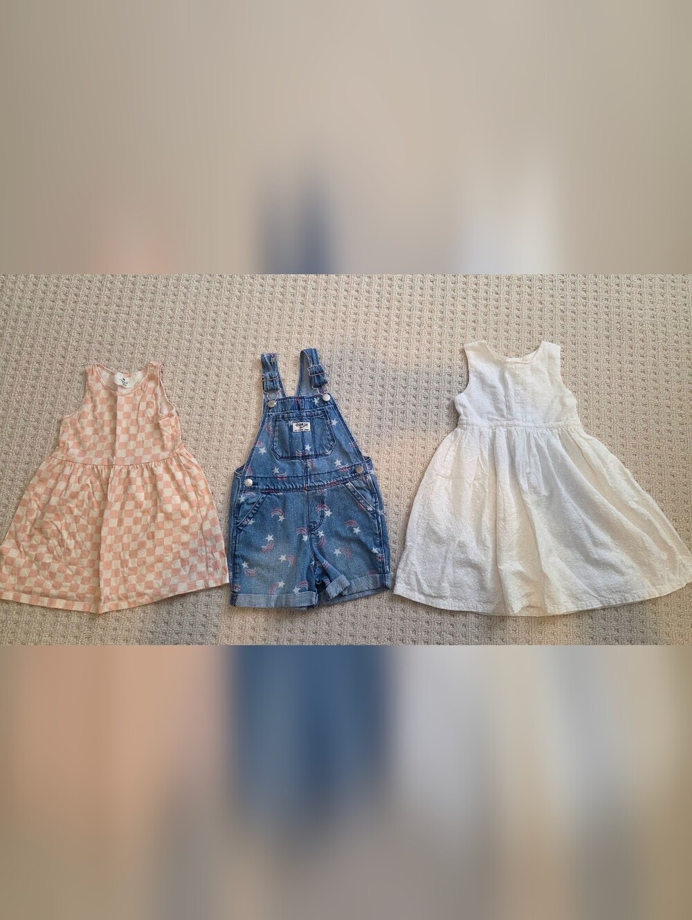 Bundle - 3 T Girls Dresses And Overall Shorts